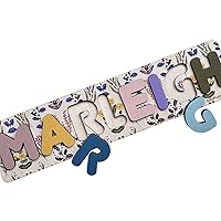 Baby Girl Personalized Name Puzzle with Flower Pattern, Wooden Sign Baby Girl Nursery