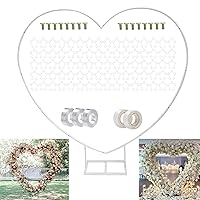 Φ 8ft(2.4M) Heart Shaped White Metal Balloon Arch Stand Frame Display Kit，Love Balloon Arch Frame for Proposal, Wedding, Valentine’s Day, Bridal, Birthday Party Decorations