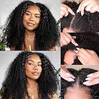 UNICE V Part Wig Human Hair No Leave Out Kinky Curly Upgrade U part Wigs with Clips Glueless Wig Human Hair for Women Beginner Friendly No Lace No Glue No sew in 22 inch