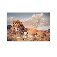 THAELY Art Poster Lion And Lamb Animal Oil Painting Wall Decor Painting (9) Canvas Painting Wall Art Poster for Bedroom Living Room Decor 16x24inch(40x60cm) Unframe-style