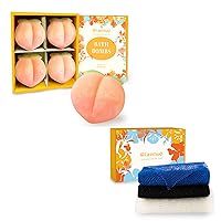 Pink-Peach Bath Bombs for Kids Boys Girls and 2 Pieces African Net Bath Sponge Authentic & 1 Pieces Korean Exfoliating Washcloth