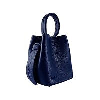 Bucket Bag with Clutch and shoulder strap in Genuine Leather Made in Italy. Shiny gold tone hardware - Blue color - Dimensions: 16 x 14 x 21 cm + Handle 13 cm