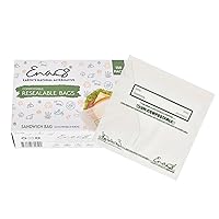100% Compostable Food Storage Bags [Sandwich 150 Pack] Eco-Friendly Freezer Bags, Resealable Bags, Heavy-Duty, Reusable, by Earth's Natural Alternative, off white