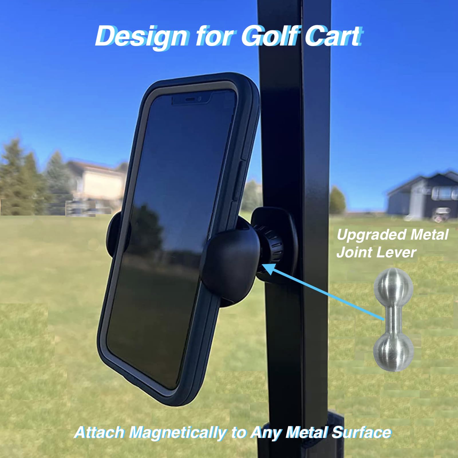 ARMOLABX [Upgraded] Golf Cart Magnetic Phone Holder Mount, Golf Cart Phone Holder [Big Phones & Thick Cases Friendly], Magnetic Phone Holder for Golf Cart Attach to Metal Surface for All Smartphones