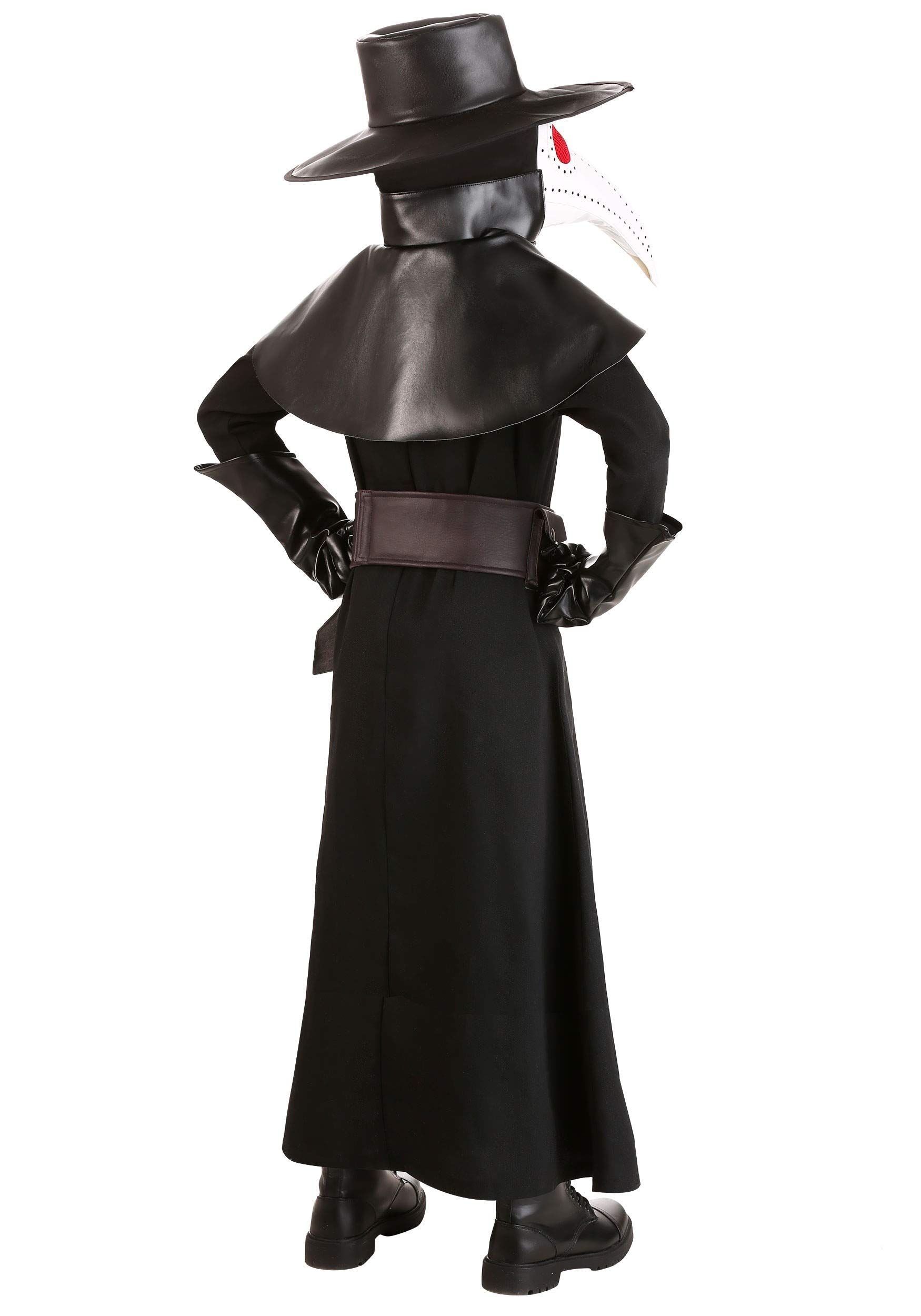Kids Black Plague Doctor Costume, Scary Masked 16th Century Bubonic Physician Halloween Outfit