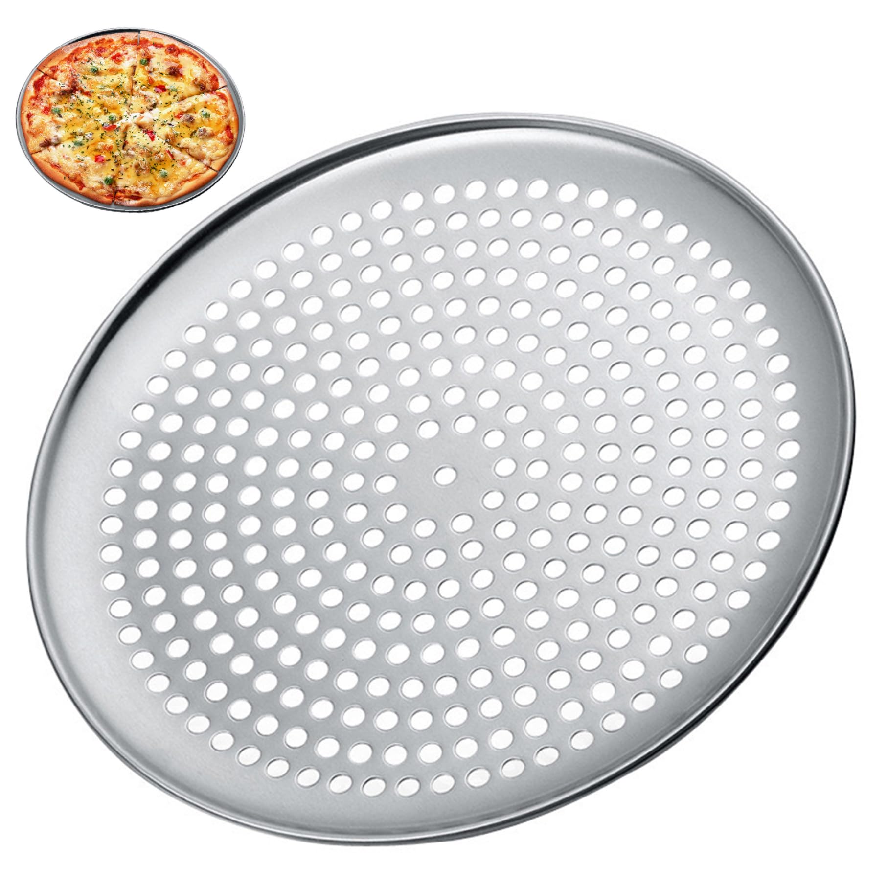 BUJIATANG Pizza Pan With Holes, Round Pizza Pan 16 Inch Nonstick Steel Pizza Pan Tray with Perforated Holes for Baking Pie Pizza Baking Supplies