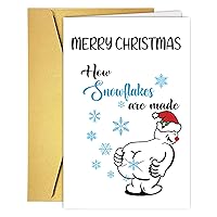 Funny Christmas Cards for Him Her, How Snowflakes are Made, Naughty Christmas Gift Card For Family Friends, Humorous Christmas Snowman Snowflake Card for Dad Mom Boyfriend Girlfriend