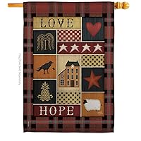 H100070-BO Primitive Collage Love Hope Inspirational Sweet Home Decorative Vertical House Flag, 28