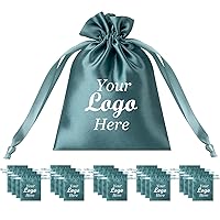 TopTie Custom 50 PCS Silk Satin Gift Bag with Drawstring, Jewelry Pouch Bags Logo Printed Premium Cosmetic Bag, 4.7 X 6 Inches