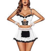 Avidlove Sexy Lingerie for Women Cosplay Lingerie Set Contrast Lace Maid Costume Set(5pack)