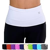 StashBandz Unisex Running Belt, Travel Money Belt, Fanny Pack, Waist Pack for Women and Men, 4 Big Security Pockets and Zipper, Fits All Size Phone, Passport, and More, Extra Wide Spandex