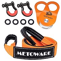 METOWARE Offroad Recovery Kit - 10 Ton Heavy Duty Winch Snatch Block Pulley, 3