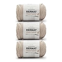 Bernat Macrame Taupe Yarn - 3 Pack of 250g/8.8oz - Cotton - #6 Super Bulky - Knitting, Crocheting & Crafts