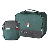paerma Empty First Aid Bags Travel Medical Supplies Cosmetic Organizer Insulated Medicine Bag Convenient Safety Kit Suit for Family Outdoors Hiking Camping Car Office Workplace,Green(Mom Son Bag)
