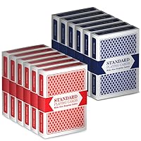 Standard Blue & Red Decks Plastic Coated Playing Cards - 12 Decks (1 Dozen)!