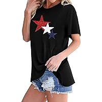 XJYIOEWT Tshirts Shirts for Women with Sayings Women T-Shirt Independence Day Print Home Stylish Top Shirt Shirts for W