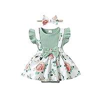 Newborn Baby Girl Clothes Infant Dress Outfit Summer Romper Jumpsuit Headband Overall Skirt Clothing Set