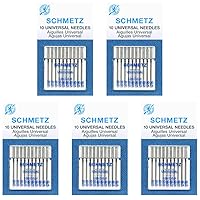 50 Schmetz Universal Sewing Machine Needles - Assorted Sizes - Box of 5 Cards