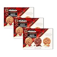 Walker's Shortbread Scottish Biscuit Assortment, White Chocolate & Raspberry, Belgian Chocolate Chunk, Oatflake & Honey, 8.8 Oz (Pack of 3)