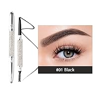Double Head Eyebrow Pencil Natural Long Lasting Waterproof Professional Brow Pen Eye Makeup Retractable Eyebrow Pencil Black