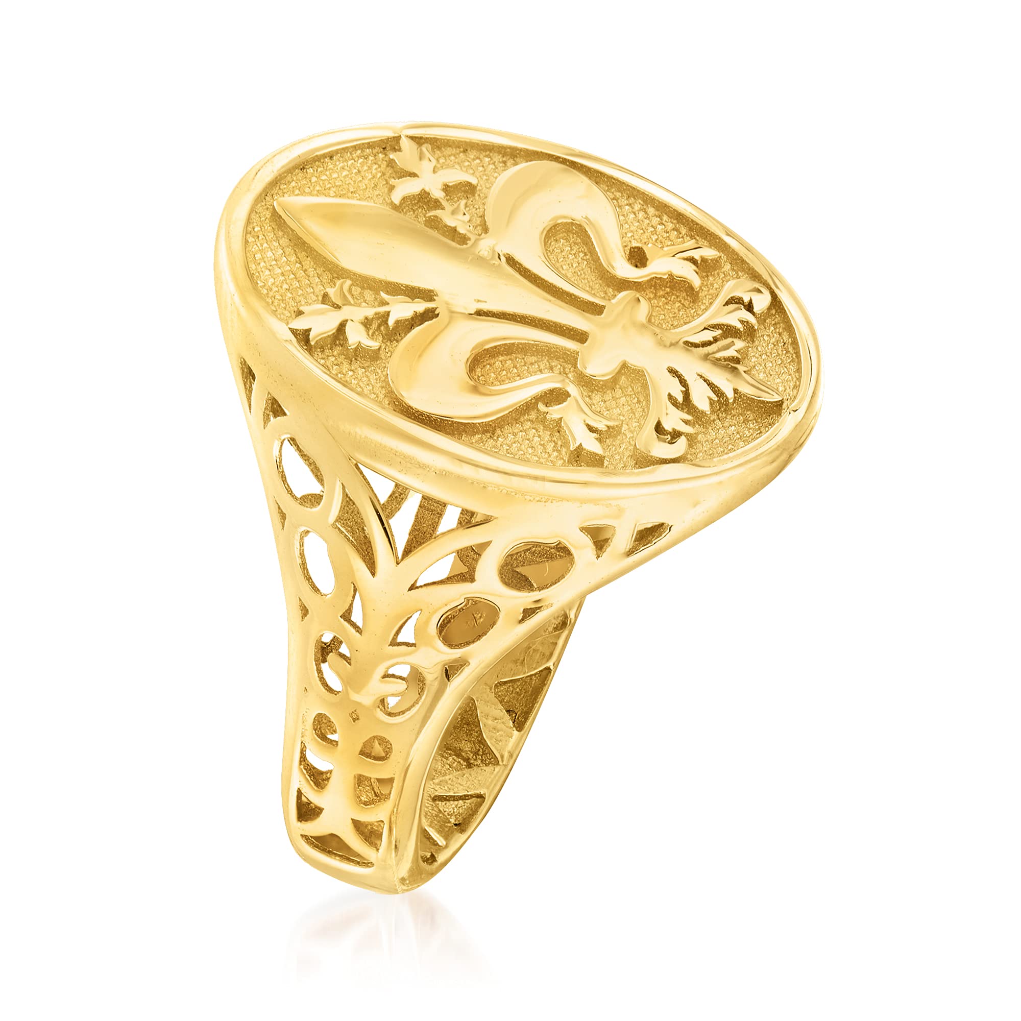 Ross-Simons Italian 14kt Yellow Gold Fleur-De-Lis Signet Ring