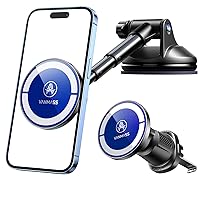 [Military Grade] Magnetic Cell Phone Holder for Car [2024 BEST Magnet] VANMASS for MagSafe Suction Car Mount for Dashboard Windshield Vent,Cellphone Mobile Stand for iPhone 15 14 13 12 Samsung Android