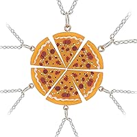 LUVI Fusicase 6pcs/lot Bling Silver Friend Friendship Couple Pizza Metal Necklace