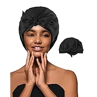 Silk Satin Bonnet for Sleeping, Adjustable 2-Layered Night Hair Bonnet for Women Curly Hair Accessories