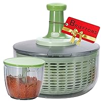 Brieftons Salad Spinner and Chopper: Large 6.3-Quart Lettuce Greens Vegetable Washer Dryer, with Bonus 0.95-Quart Veggie Chopper Mixer, Compact Storage, Easy Push Operation for Quick Veggie Prepping
