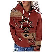 Native American Clothing for Women Vintage Aztec Western Hoodies Ethnic Style Geometric Print Long Sleeve Pullover Sweatshirt