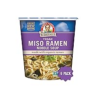 Dr. McDougall's Vegan Miso Ramen Soup - Instant Ramen Noodles Cups - Organic Instant Noodles - Vegan Ramen - Noodle Soup - Vegetarian Ramen Soup - 1.9 Ounces - 6 Pack