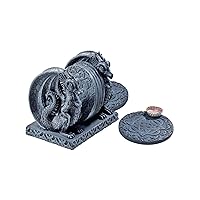 Design Toscano CL2489 Blackmore Dragon Gothic Decor, 5 Inch, Set of Holder and 6 Coasters, Polyresin, Grey Stone