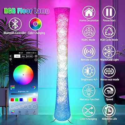 WORLD WIN Smart Led Floor Lamps, RGB Color Changing with APP & Remote  Control, 62 Inch