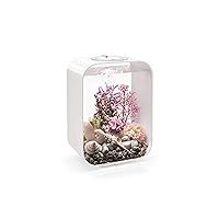 biOrb Life 15 Acrylic 4-Gallon Aquarium with Multi-Color Remote-Controlled LED Lights Modern Compact Tank for Tabletop or Desktop Display, White