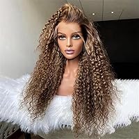 Brown Curly Lace Front Human Hair Wig Blonde Highlights 13X6 HD Lace Front Wig Glue Free 13X4 Women's Wig