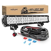 Nilight - ZH006 LED Light Bar 20 Inch 126W Spot Flood Combo Led Off Road Lights with 16AWG Wiring Harness Kit-One Lead, 2 Years Warranty