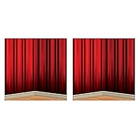 Beistle Red Curtain Backdrops, 4’ x 30’, 2 Pack – Backdrop for Parties, Photo Backdrop, Easy to Adhere Wall Covering, Photography Background, Birthday Backdrop, Hollywood Awards Night