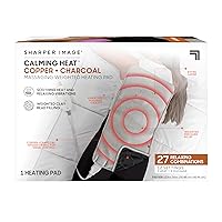 Calming Heat Copper + Charcoal Massaging Heating Pad by Sharper Image- Weighted Electric Heating Pad with Vibrations, Auto Off, 12 Settings- 3 Heat, 9 Massage- 27 Relaxing Combo, 12” x 24