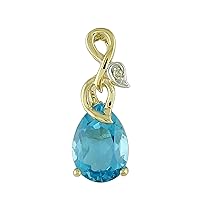 Carillon Blue Topaz Natural Gemstone Pear Shape Pendant 925 Sterling Silver Anniversary Jewelry | Yellow Gold Plated