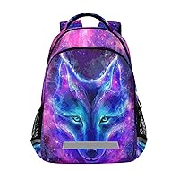 ALAZA Wolf Print Galaxy Starry Sky Animal Backpack Purse for Women Men Personalized Laptop Notebook Tablet School Bag Stylish Casual Daypack, 13 14 15.6 inch