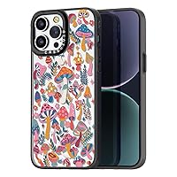 Compatible for iPhone 13 Pro Max Case Cute Aesthetic - Durable Fashion Funny Phone Case - Girly Mushroom Jungle Pattern Print Cover Design for Woman Girl 6.7 inches Black