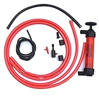 Enterprises Fuel Pump for Gas, Oil, and Liquids, Transfer Pump Kit for Automotive and Home, Safety Siphon, Red