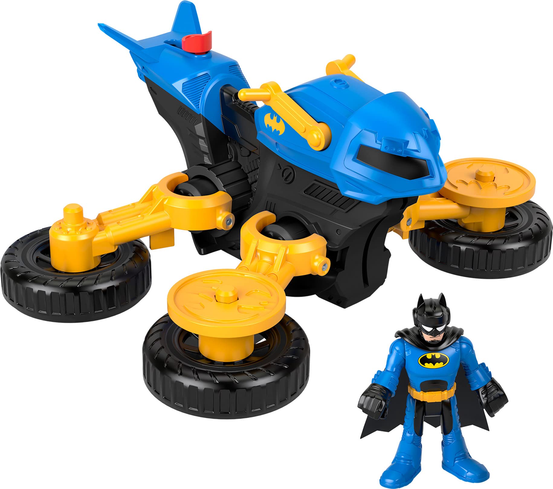 Fisher-Price Imaginext DC Super Friends Batman Toy Poseable Figure & Transforming Batcycle with Projectile Launcher for Preschool Kids Ages 3+ Years