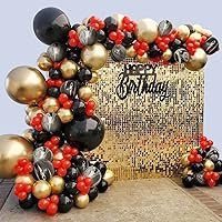 Casino Red Black Gold Balloon Garland Arch Kit, 149Pcs Chrome Metallic Gold Marble Agate Black Balloons for Birthday Party Decorations Baby & Bridal Shower Wedding Graduation Party Supplies