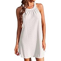Summer Dresses for Women 2024 Trendy, Women's Casual Cover Up with Hollowed Out Crochet Sleeveless, S XXL