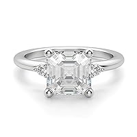 1 CT Asscher Cut Colorless Moissanite Engagement Ring for Women, Classic Handmade Moissanite Diamond Bridal Wedding Ring, Anniversary Propose Gift