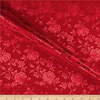 Rose Satin Jaquard Red, Fabric by the Yard