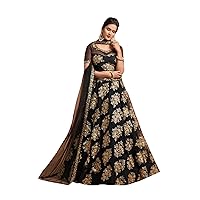 Black Indian Women Heavy Embroidery Party Wear Net Lehenga Choli Dupatta Traditional Wedding Ghagra Choli Dress 2604