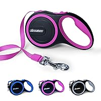 10 FT Retractable Dog Leash with No Tangle for Dog up to 33lbs, One-Handed Brake, with Non-Slip Handle, Strong Nylon Tape for Small and Medium Dogs