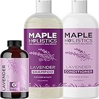 Lavender Essential Oil Aromatherapy Set - Lavender Shampoo and Conditioner Set for Women Sulfate and Paraben Free with Lavender Oil for Hair Skin and Nails plus Nighttime Diffusing for Relaxation